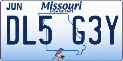MO license plate DL5G3Y
