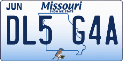 MO license plate DL5G4A