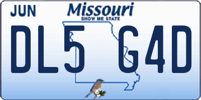 MO license plate DL5G4D