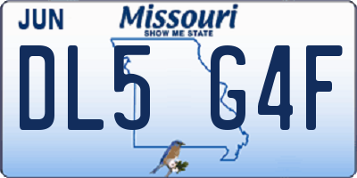 MO license plate DL5G4F