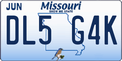 MO license plate DL5G4K
