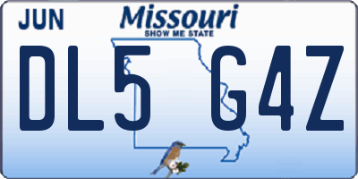 MO license plate DL5G4Z
