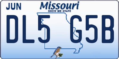 MO license plate DL5G5B