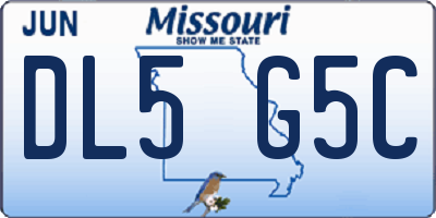 MO license plate DL5G5C