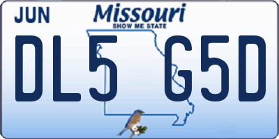 MO license plate DL5G5D