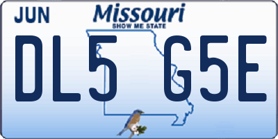 MO license plate DL5G5E