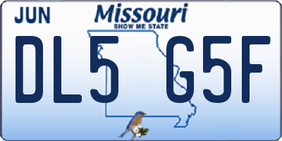 MO license plate DL5G5F