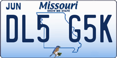 MO license plate DL5G5K