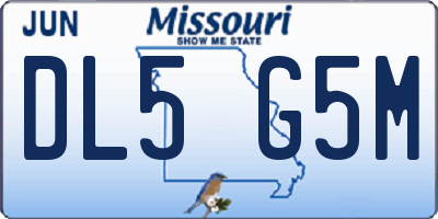 MO license plate DL5G5M