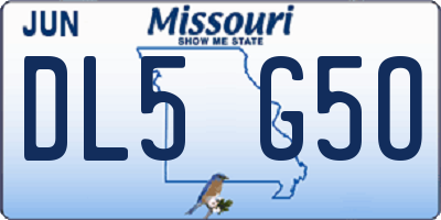 MO license plate DL5G5O