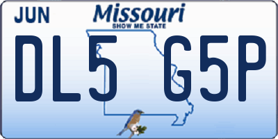 MO license plate DL5G5P