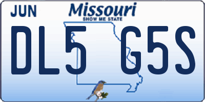 MO license plate DL5G5S