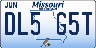 MO license plate DL5G5T
