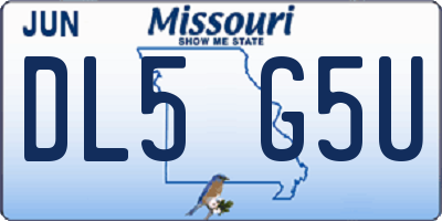 MO license plate DL5G5U
