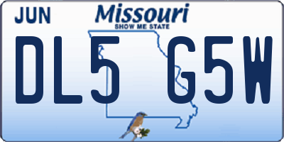 MO license plate DL5G5W