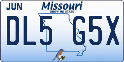 MO license plate DL5G5X