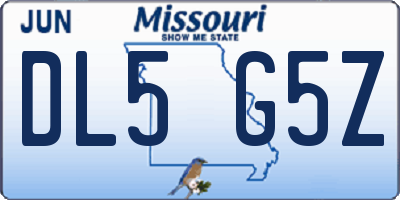 MO license plate DL5G5Z