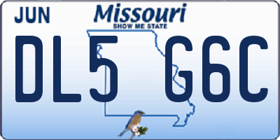 MO license plate DL5G6C