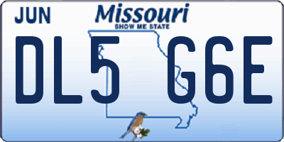 MO license plate DL5G6E