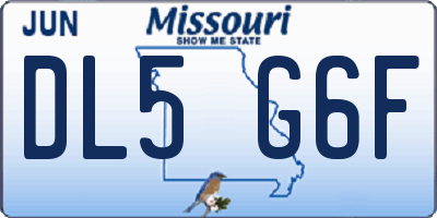 MO license plate DL5G6F