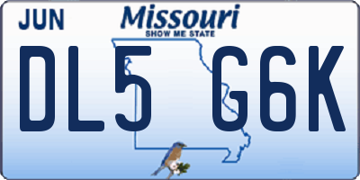 MO license plate DL5G6K
