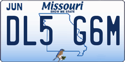 MO license plate DL5G6M