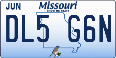 MO license plate DL5G6N