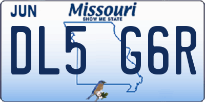 MO license plate DL5G6R