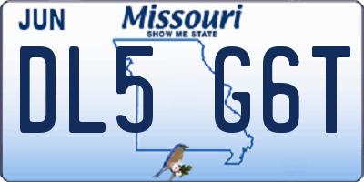 MO license plate DL5G6T
