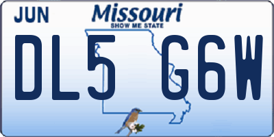 MO license plate DL5G6W