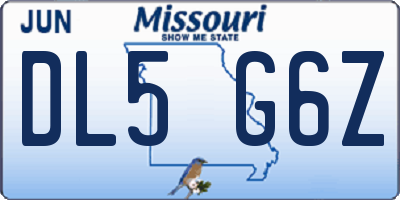 MO license plate DL5G6Z