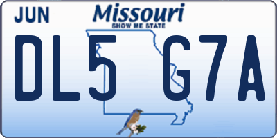 MO license plate DL5G7A