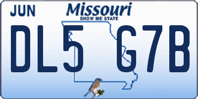 MO license plate DL5G7B