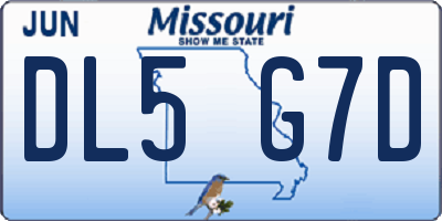 MO license plate DL5G7D