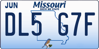 MO license plate DL5G7F