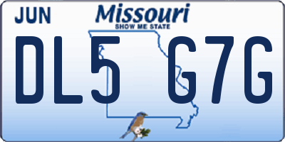 MO license plate DL5G7G