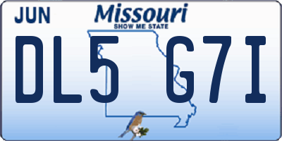 MO license plate DL5G7I