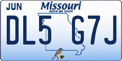 MO license plate DL5G7J