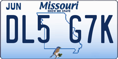 MO license plate DL5G7K