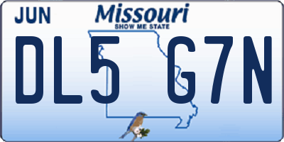 MO license plate DL5G7N