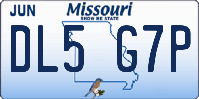 MO license plate DL5G7P