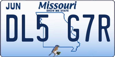 MO license plate DL5G7R
