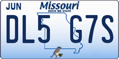 MO license plate DL5G7S