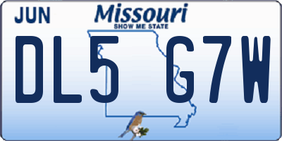 MO license plate DL5G7W