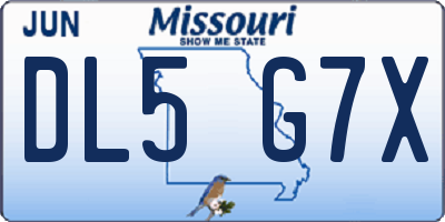 MO license plate DL5G7X