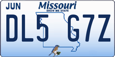 MO license plate DL5G7Z