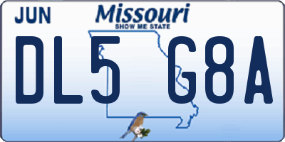 MO license plate DL5G8A