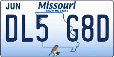 MO license plate DL5G8D