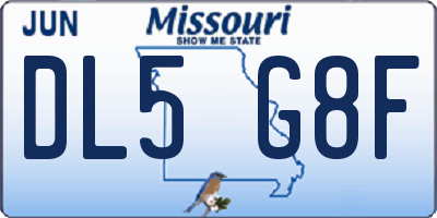 MO license plate DL5G8F