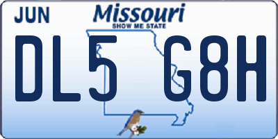 MO license plate DL5G8H